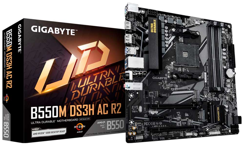 

Материнская плата Gigabyte B550M DS3H AC R2 (AM4, mATX), Черный