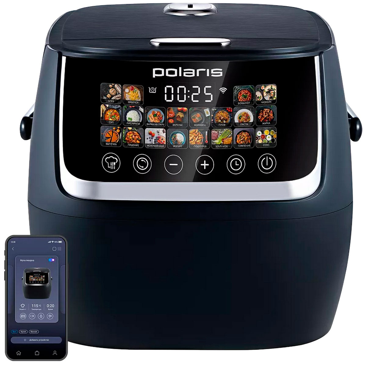 Изображение товара Мультиварка Polaris PMC 0515 WIFI IQ Home, черный Изображение товара Мультиварка Polaris PMC 0515 WIFI IQ Home, черный