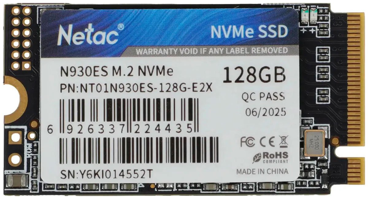 Изображение товара SSD накопитель Netac M.2 128GB NV30ES PCIe (NT01N930ES-128G-E2X) Изображение товара SSD накопитель Netac M.2 128GB NV30ES PCIe (NT01N930ES-128G-E2X)