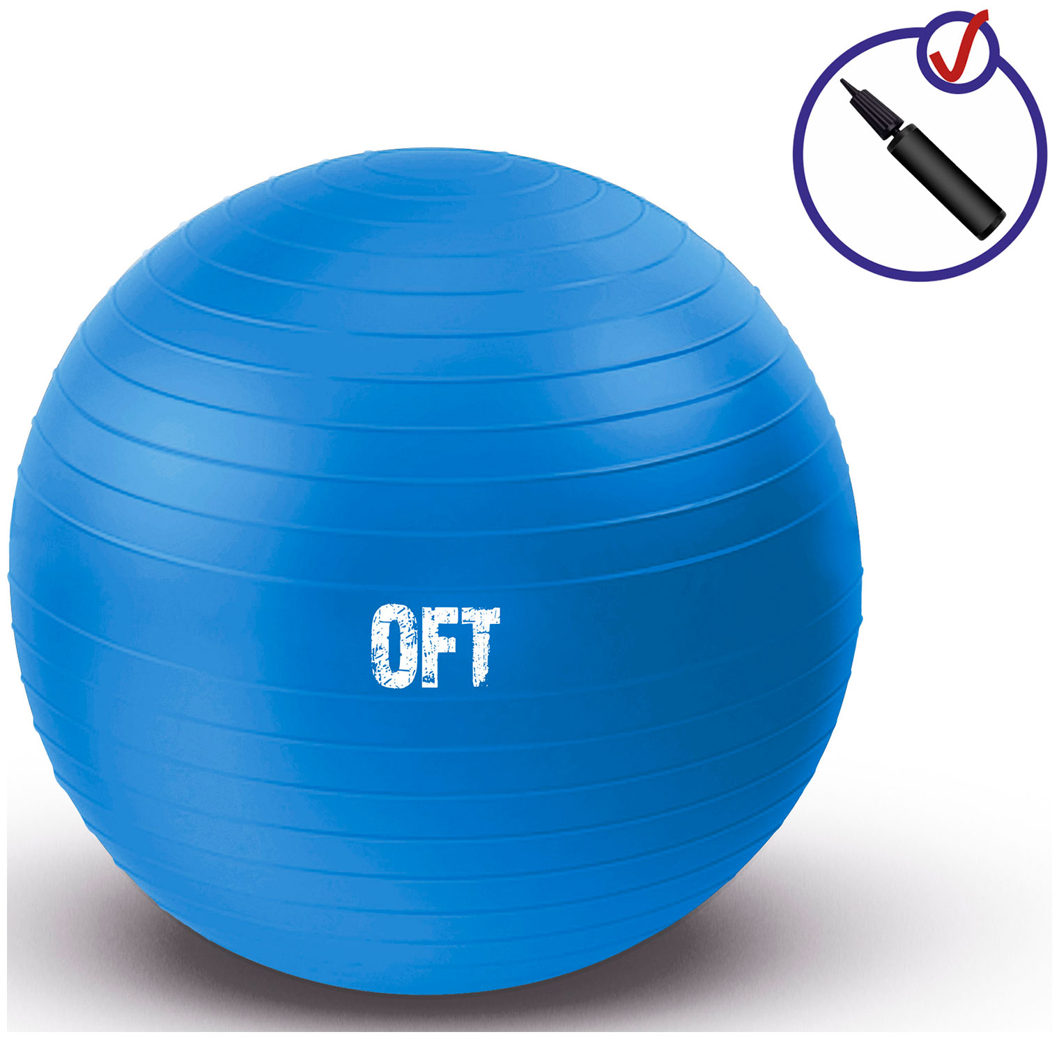 Гимнастический мяч Original FitTools 75 см синий с насосом мяч для фитнеса original fittools фитбол гимнастический мяч 75 см с насосом blue