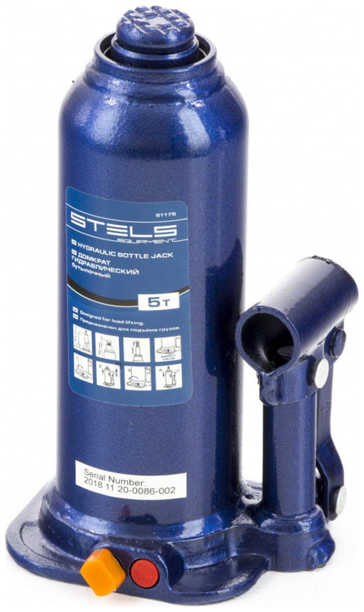 Изображение товара Домкрат гидравлический бутылочный Stels 5 т, h подъема 207-404 мм, в пласт. кейсе 51175