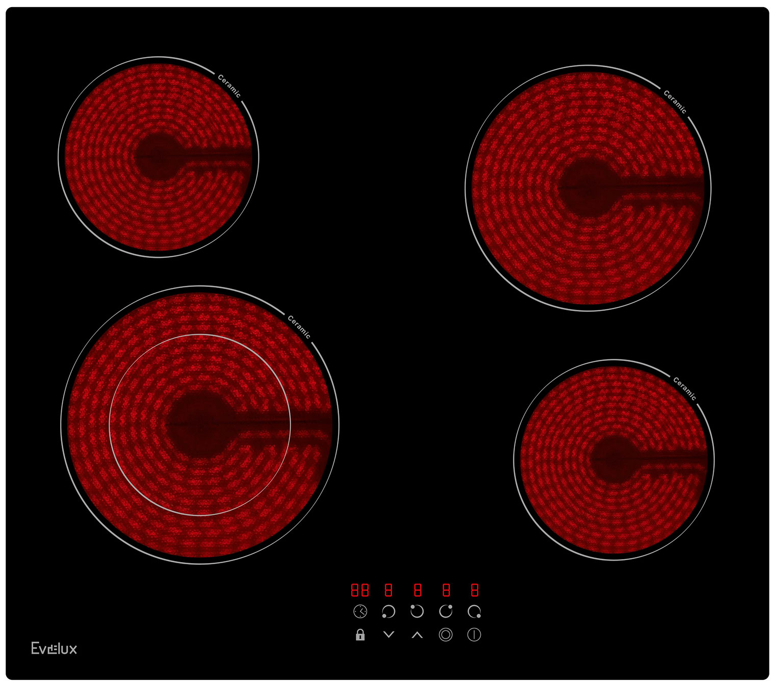 Изображение товара Электрическая варочная панель Evelux HEV 641 B 4 конфорки стеклокерамика