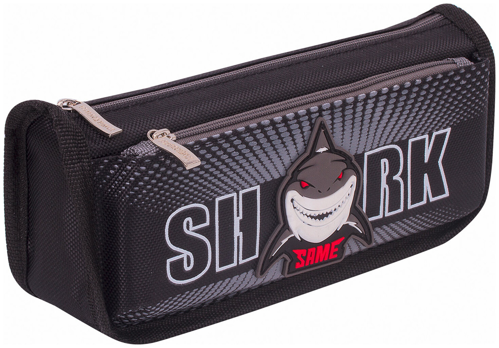 Изображение товара Пенал-косметичка Юнландия Shark из полиэстера черная 21х6х9 см