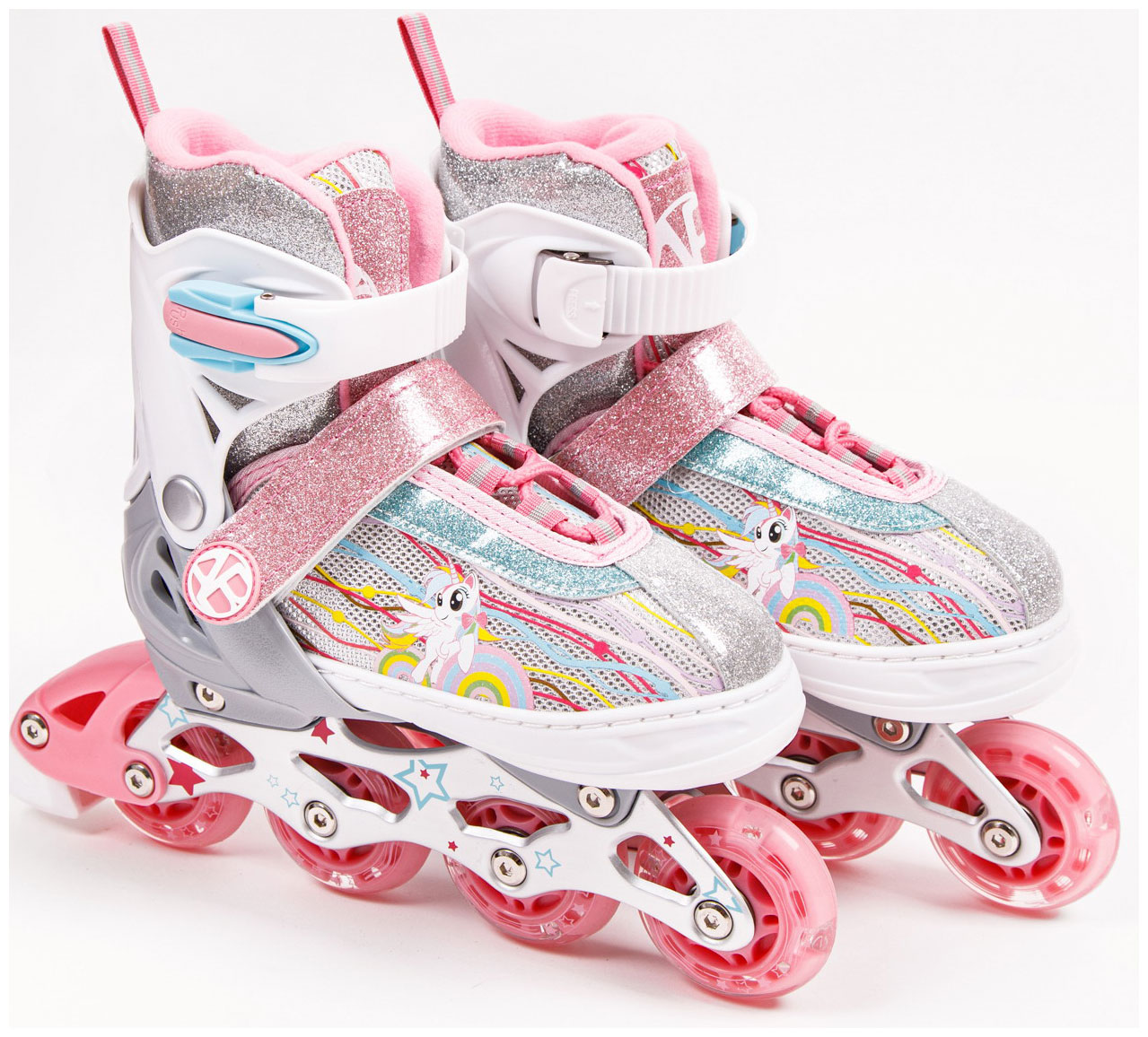 Изображение товара Детские роликовые коньки Amarobaby Unicorn раздвижные со светящимися колесами розовые размер 30-33 (AMARO-35Uni-Pi-30)