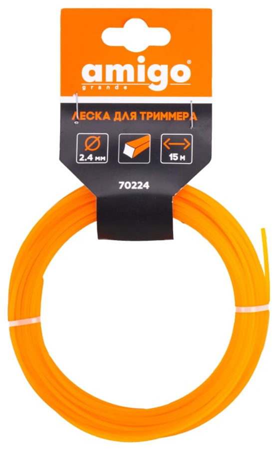 Изображение товара Леска для триммера Amigo 2.4 мм 15 м квадрат оранжевый