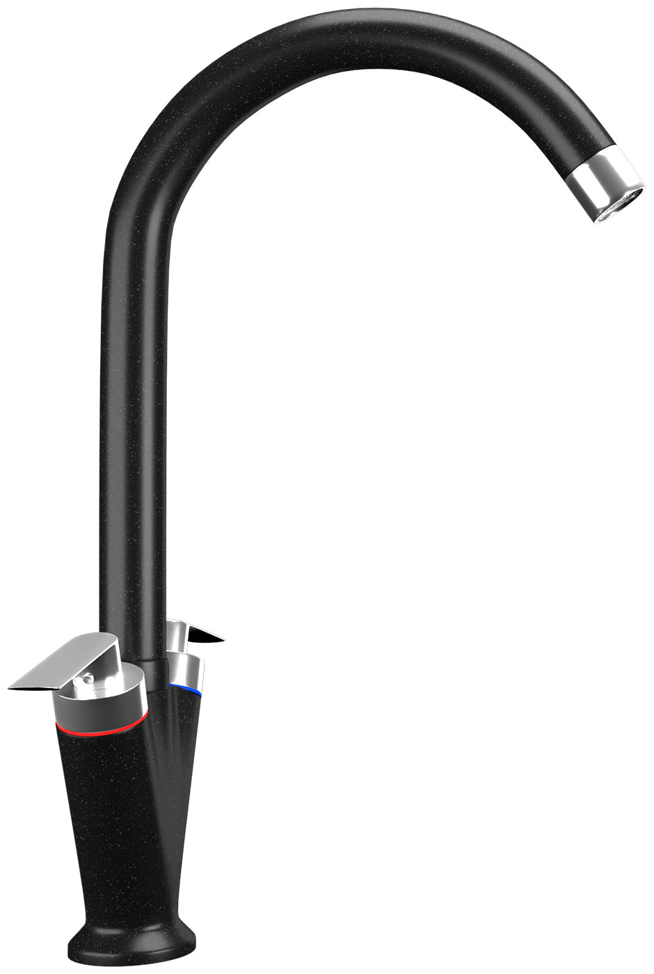 Изображение товара Кухонный смеситель Ulgran U-011/ультра-черный с поворотным изливом и керамическим картриджем