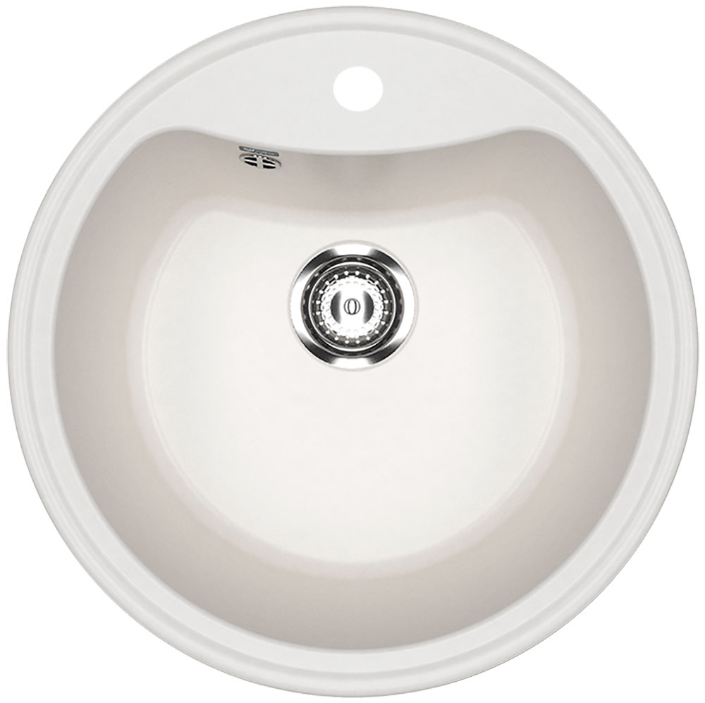 Изображение товара Кухонная мойка Ulgran U-601 ультрабелая круглая с отверстием под смеситель