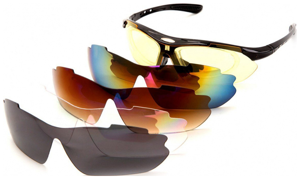 Изображение товара Очки спортивные Bradex солнцезащитные с 5 сменными линзами в чехле, красные SF 0154