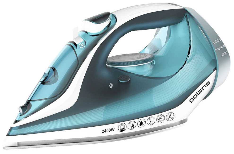 

Утюг для одежды с отпаривателем Polaris PIR 2487AK 3m, белый/бирюзовый