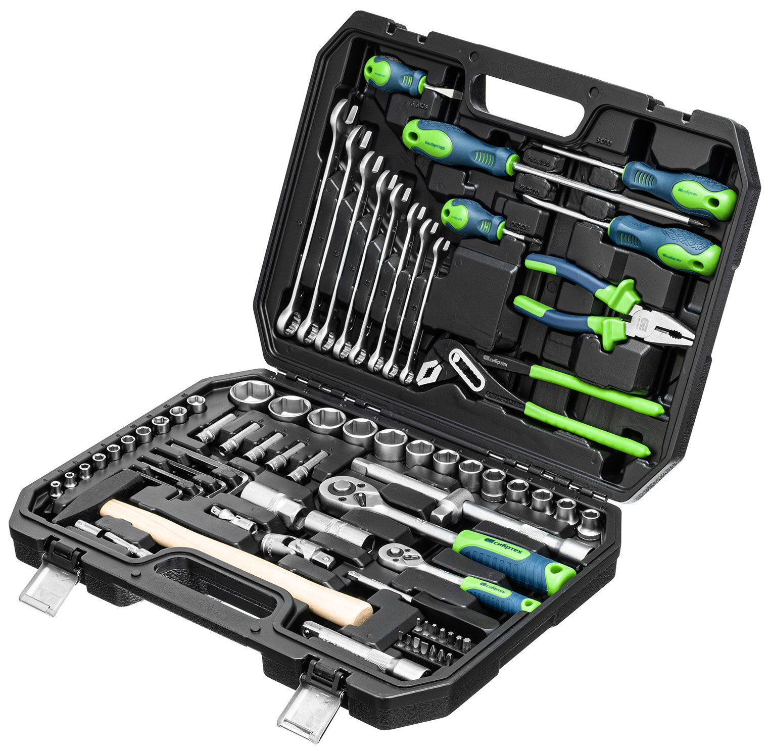 Изображение товара Набор инструментов для дома и авто Сибртех 76 предметов 1/2 1/4 пластиковый кейс