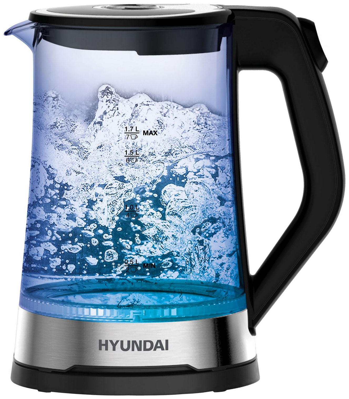 

Чайник электрический Hyundai HYK-G3401, Прозрачный/черный