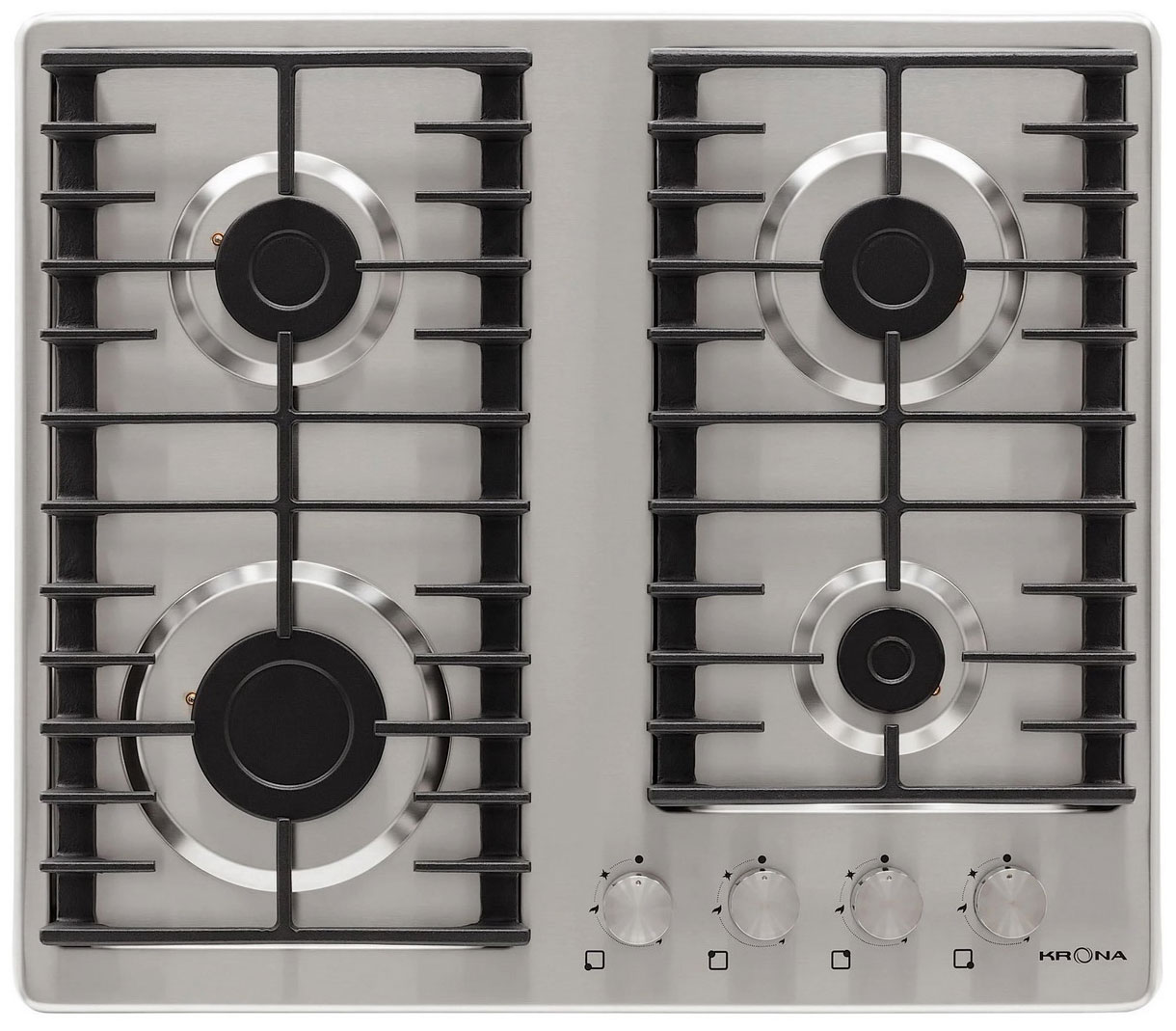 Изображение товара Газовая варочная панель Krona HAGEL 60 IX нержавеющая сталь 4 конфорки Турция