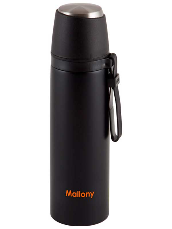 

Термос из нержавеющей стали Mallony NERO, с чашкой и силиконовым ремешком, 0.5л (005242), Черный