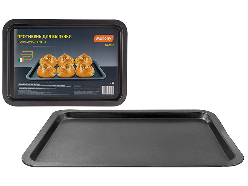 Изображение товара Противень Mallony BS-001S, прямоугольный, 38х26.7х1.6 см (191301)