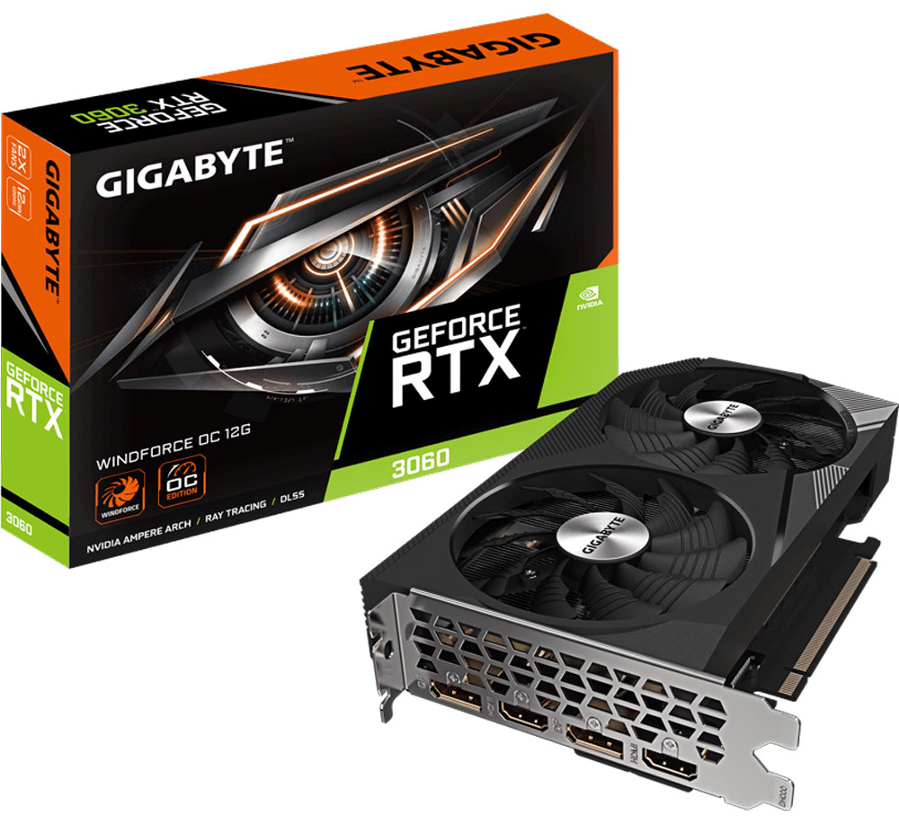 Изображение товара Видеокарта Gigabyte GeForce RTX 3060 WINDFORCE OC 12GB (GV-N3060WF2OC-12GD 2.0)