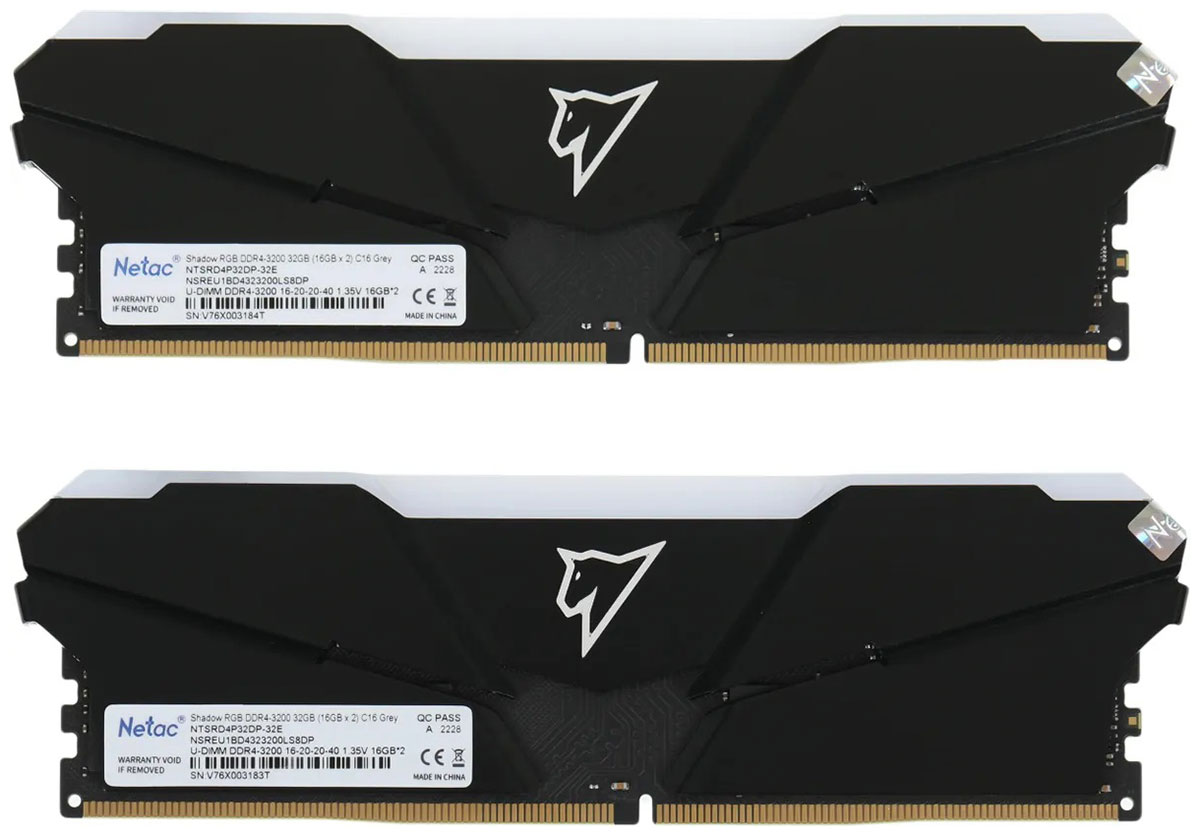 Изображение товара Оперативная память Netac DDR4 32GB 2x16GB 3200Mhz Shadow Grey RGB (NTSRD4P32DP-32E)