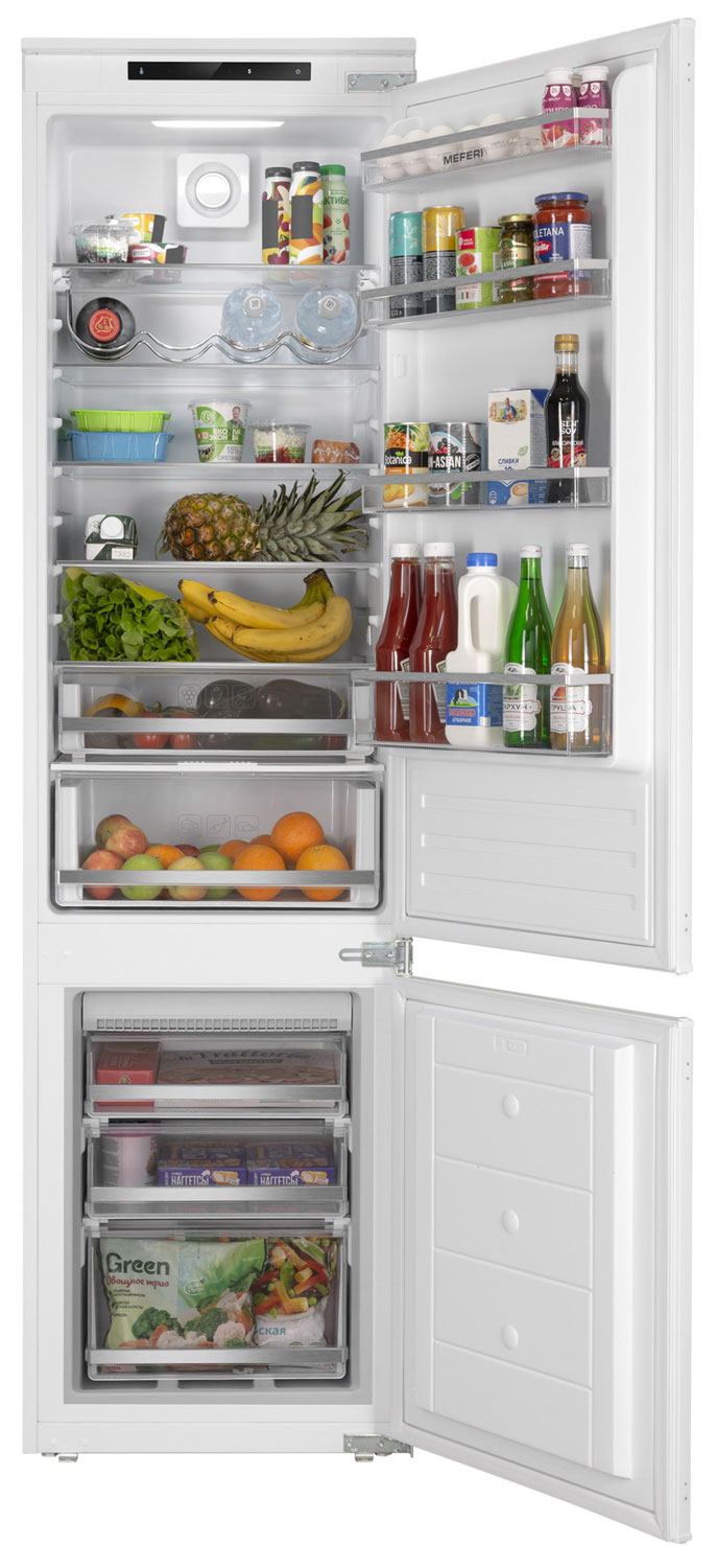 Изображение товара Встраиваемый двухкамерный холодильник Meferi MBR193 COMBI NO FROST POWER белый