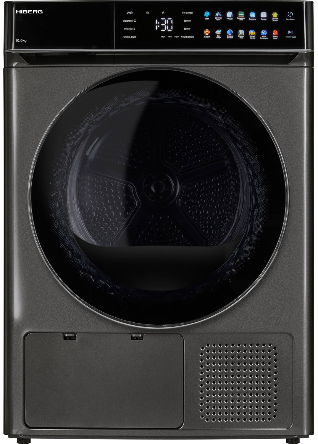 

Сушильная машина с тепловым насосом Hiberg HDQ11 - 10 Sd металлик, Темно-серый