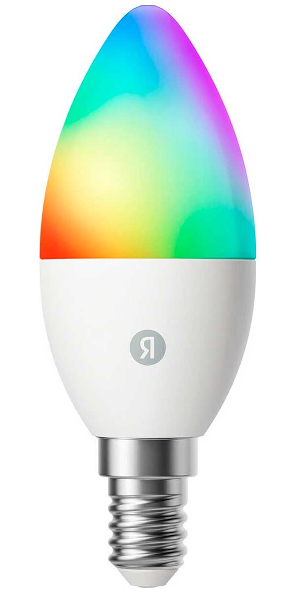 Изображение товара Умная лампочка Яндекс YNDX-00557, Е14, RGB, 520 Лм, Matter over Wi-Fi, работает с Алисой