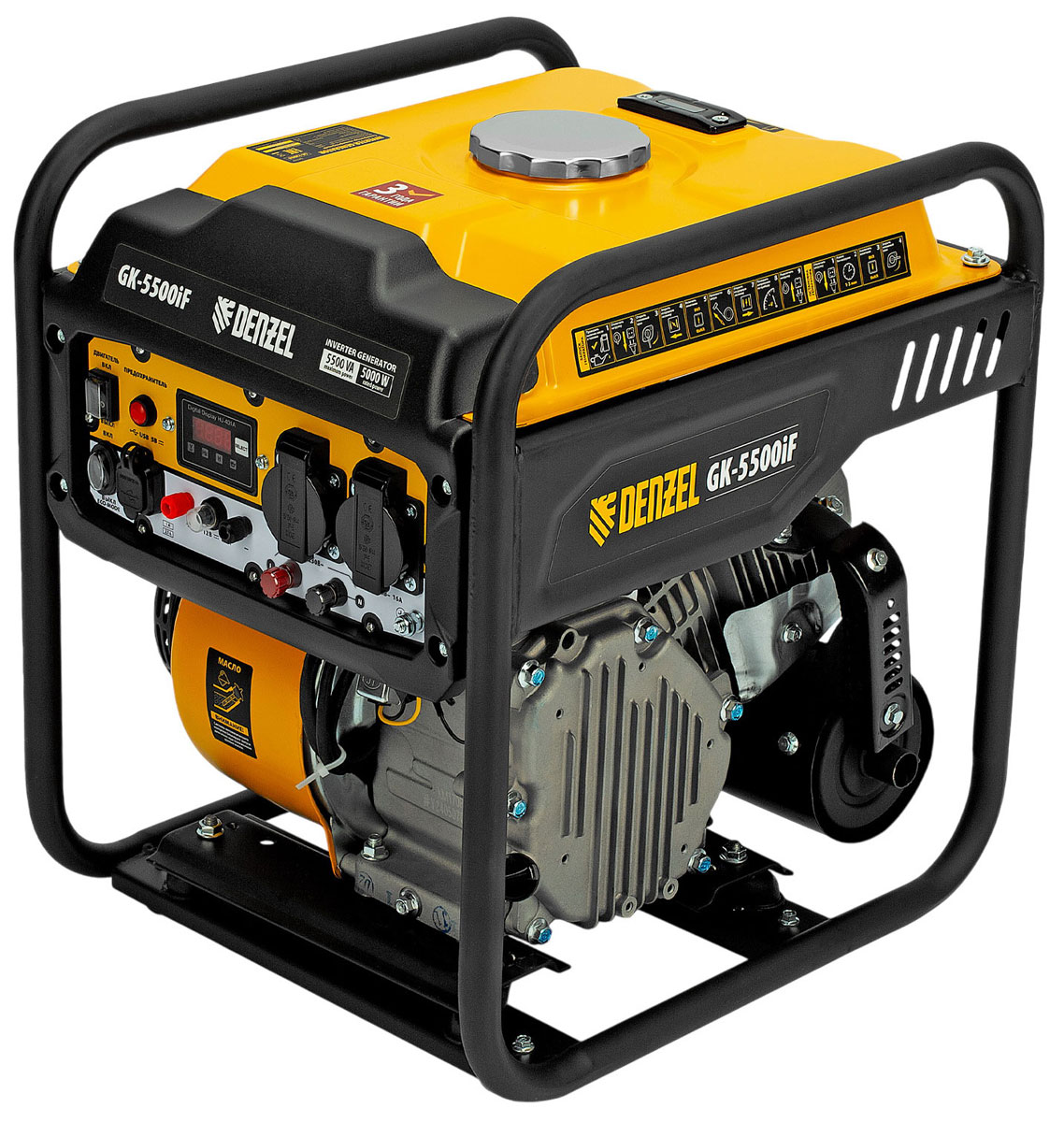 Изображение товара Электрический генератор и электростанция Denzel GK-5500iF, 5,5 кВт, 230 В, ручной старт (94709)