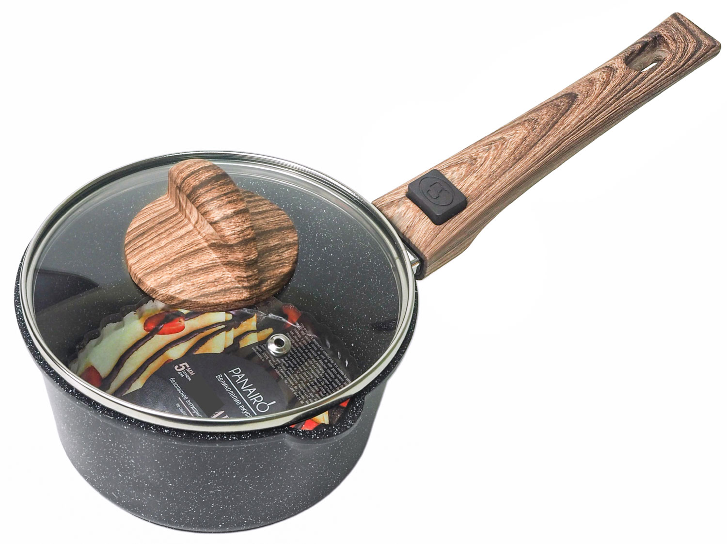 Изображение товара Ковш Panairo ECO induction, 1.4 л, с крышкой и съемной ручкой, индукция (ECO-KOV-1.4-S.wd-K.wd-I)