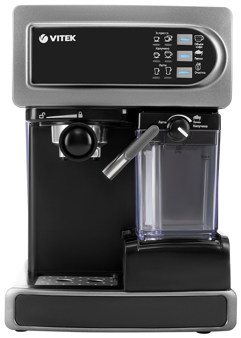 

Кофеварка рожковая Vitek VT-1517 SR, 1238 Вт, серый