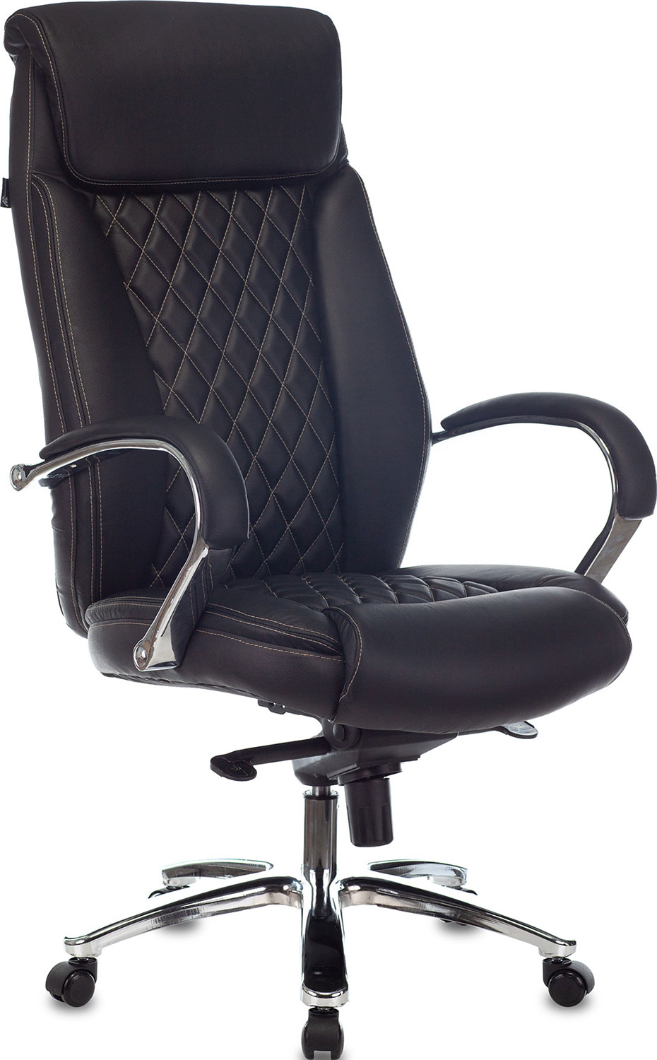 Изображение товара Кресло руководителя Бюрократ T-9924SL, черный, кожа, крестов. металл хром