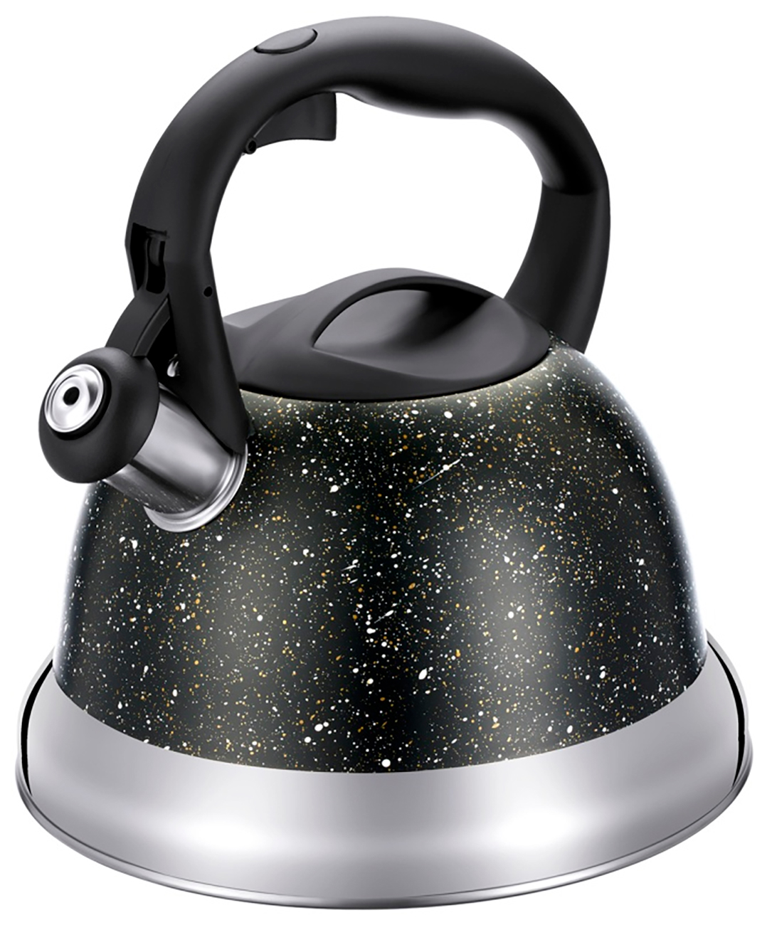 Чайник для плиты Regent inox Linea TEA, 2.8 л, со свистком, черный/золотой металлик (93-TEA-48)