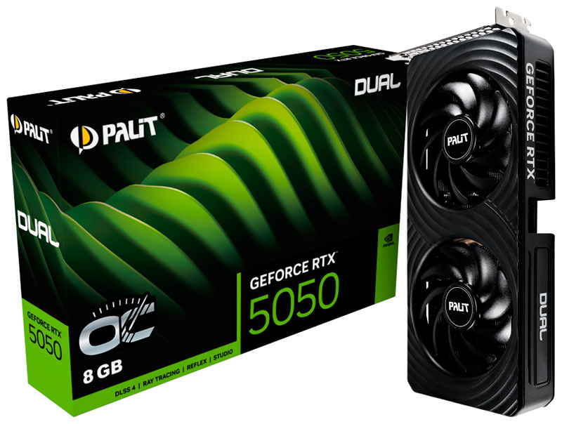 Изображение товара Видеокарта Palit GeForce RTX 5050 Dual OC 8Gb (NE65050S19P1-GB2070D)