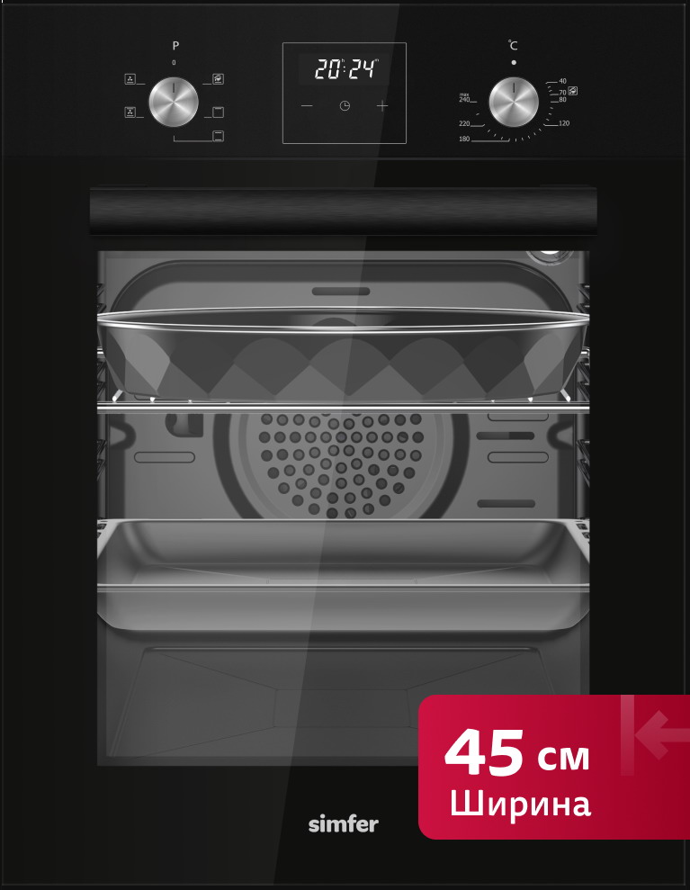 Изображение товара Электрический духовой шкаф Simfer B4ES66125 черный с паровой очисткой