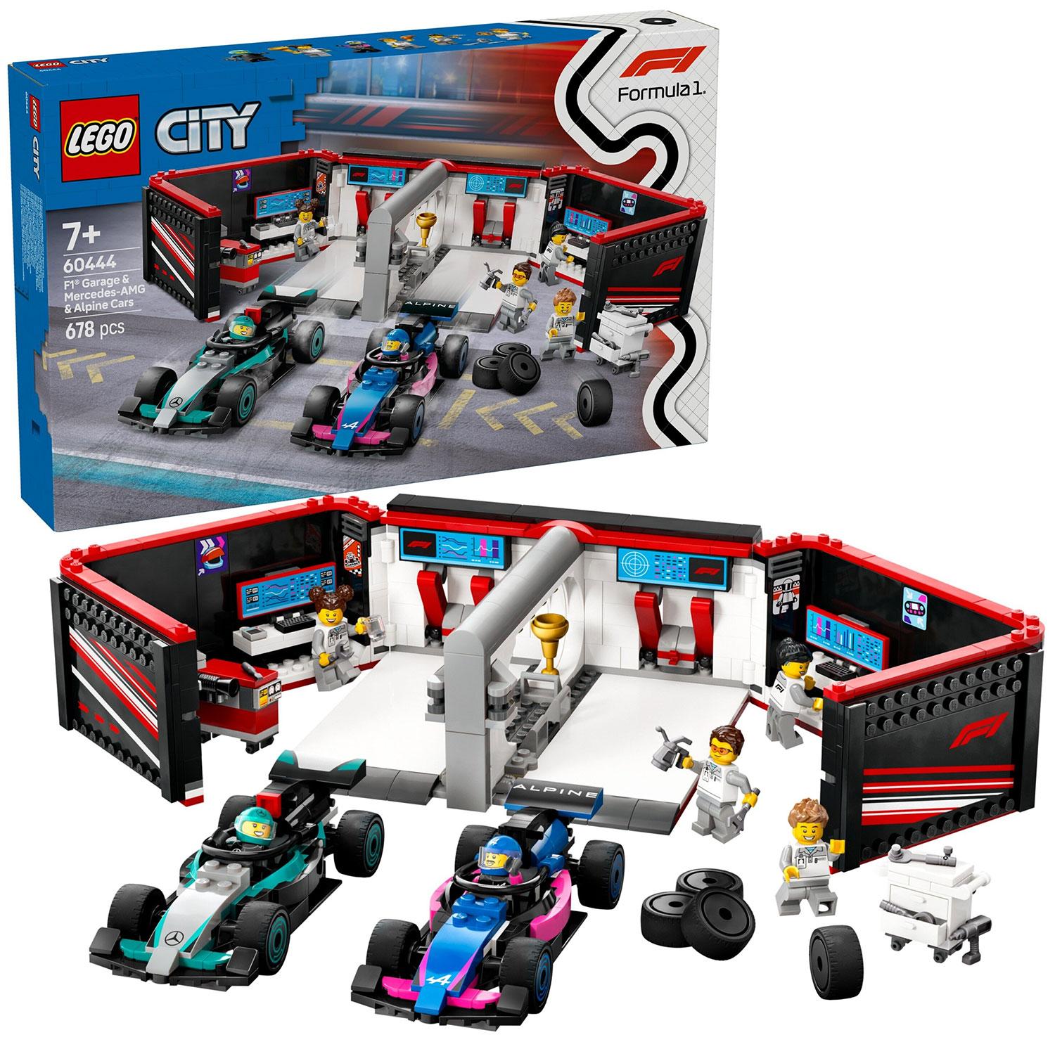 Изображение товара Конструктор LEGO City Гараж F1 для Mercedes-AMG и Alpine 60444 678 деталей