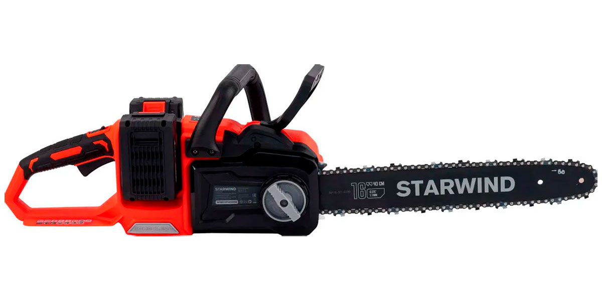 Изображение товара Цепная пила Starwind SBN-16.20-8.5 (аккум., длина шины:16 (40cm) 2аккум*4Ач, ЗУ)