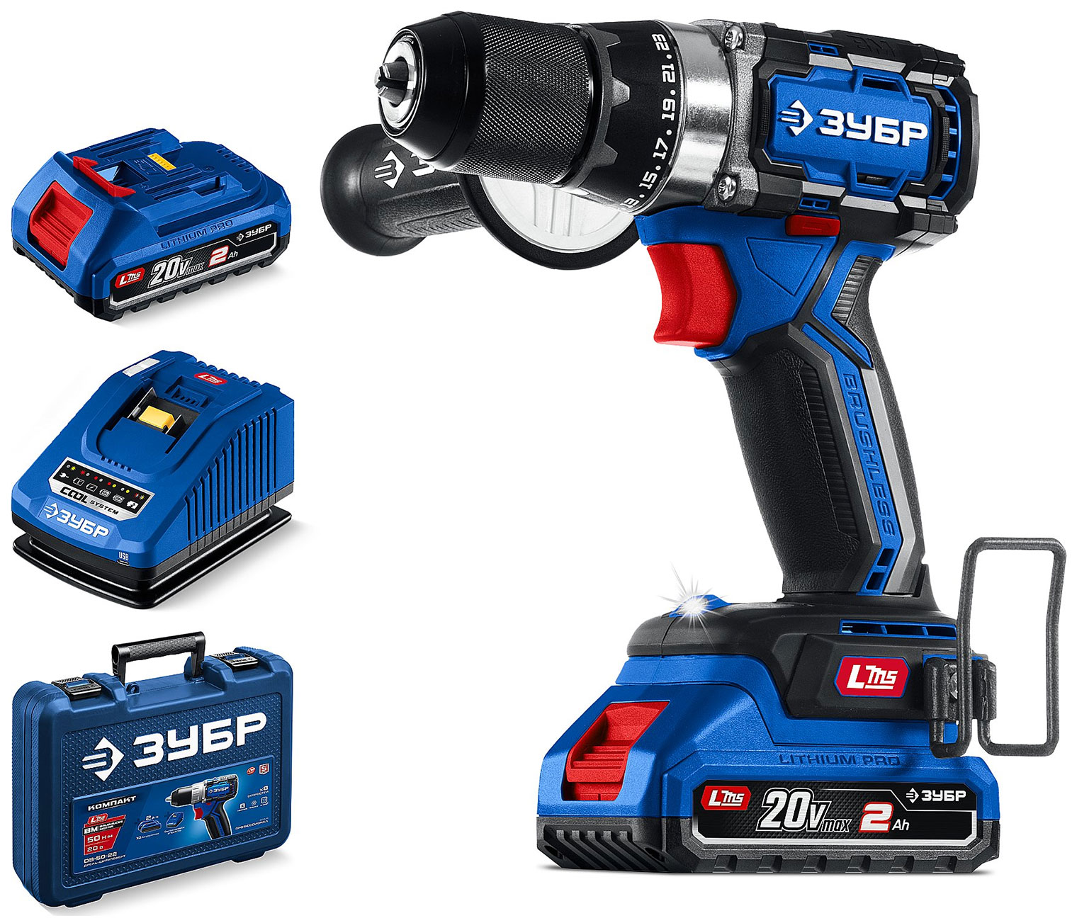 

Дрель-шуруповерт Зубр 20 В, 70 Н·м, 2 АКБ (LMS 2 А·ч), бесщеточная кейс, ПРОФЕССИОНАЛ (DB-70-22)