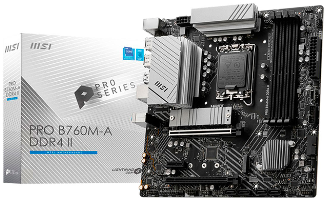 

Материнская плата MSI PRO B760M-A DDR4 II (LGA1700, mATX), Черный