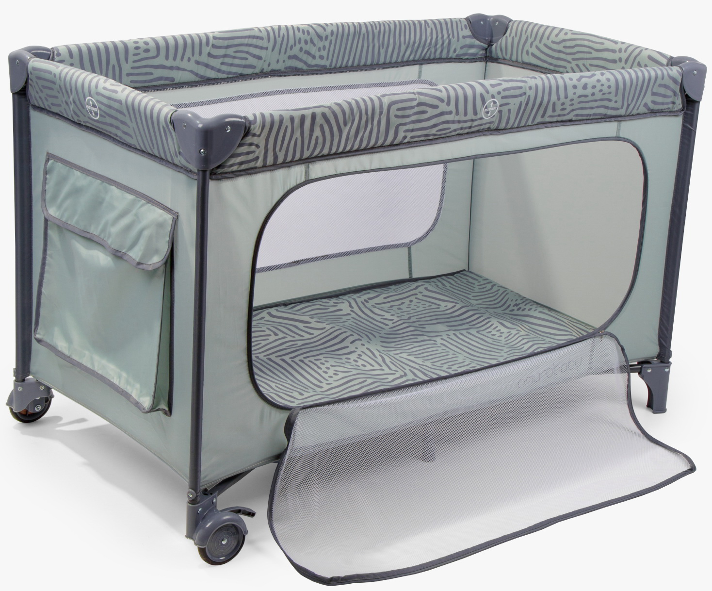 Изображение товара Манеж-кровать Amarobaby SMART серый с двухуровневой конструкцией и колесами