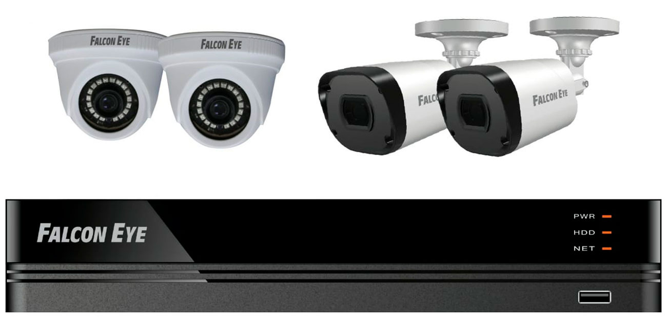 комплект видеонаблюдения 4ch 4cam kit fe 104mhd dom smart falcon eye Комплект видеонаблюдения Falcon Eye FE-104MHD KIT Офис SMART