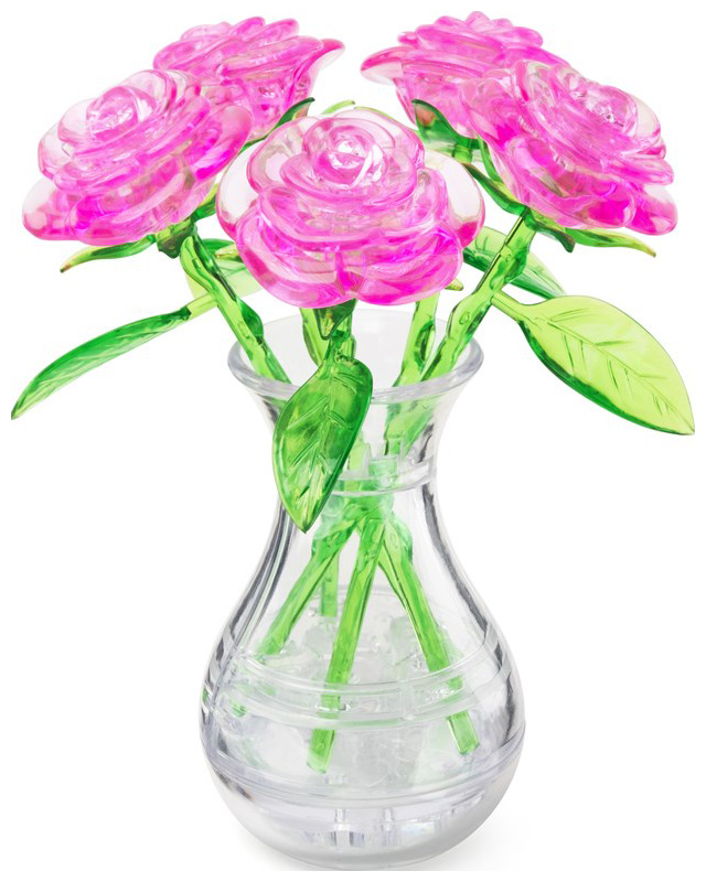 3D головоломка Crystal Puzzle Букет в вазе розовый 90452 мозаика puzzle 1500 цветы в вазе