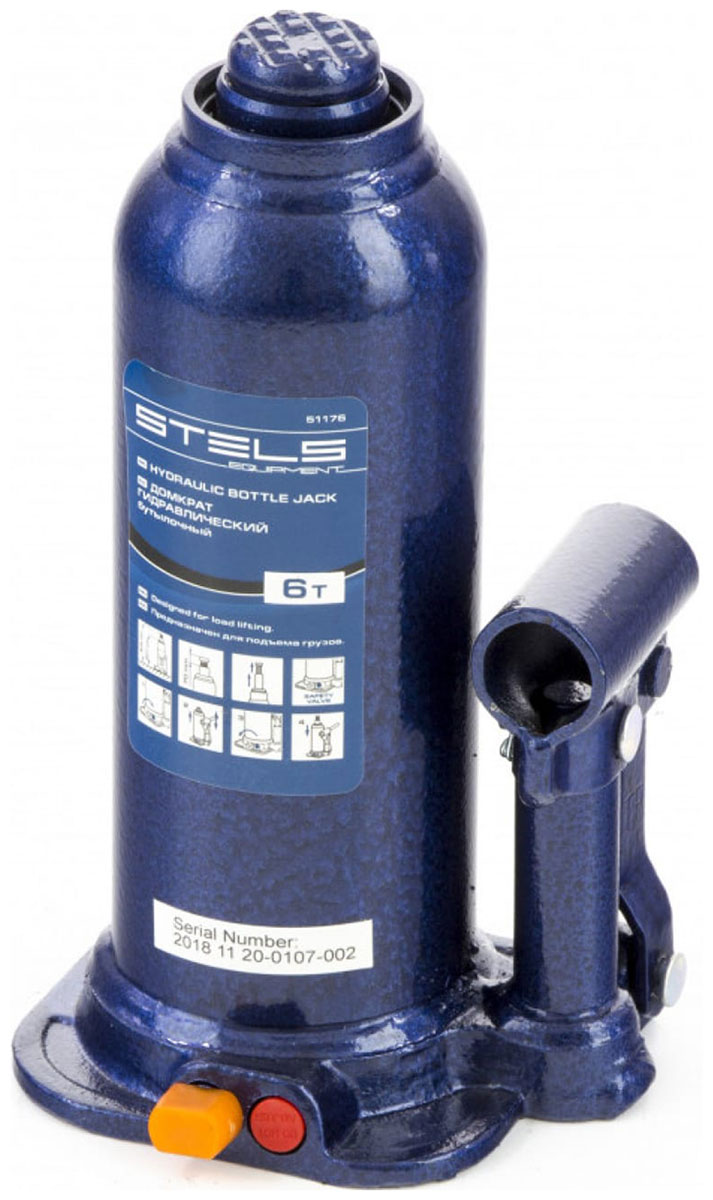 Изображение товара Домкрат гидравлический бутылочный Stels 6 т, h подъема 207-404 мм, в пласт. кейсе 51176