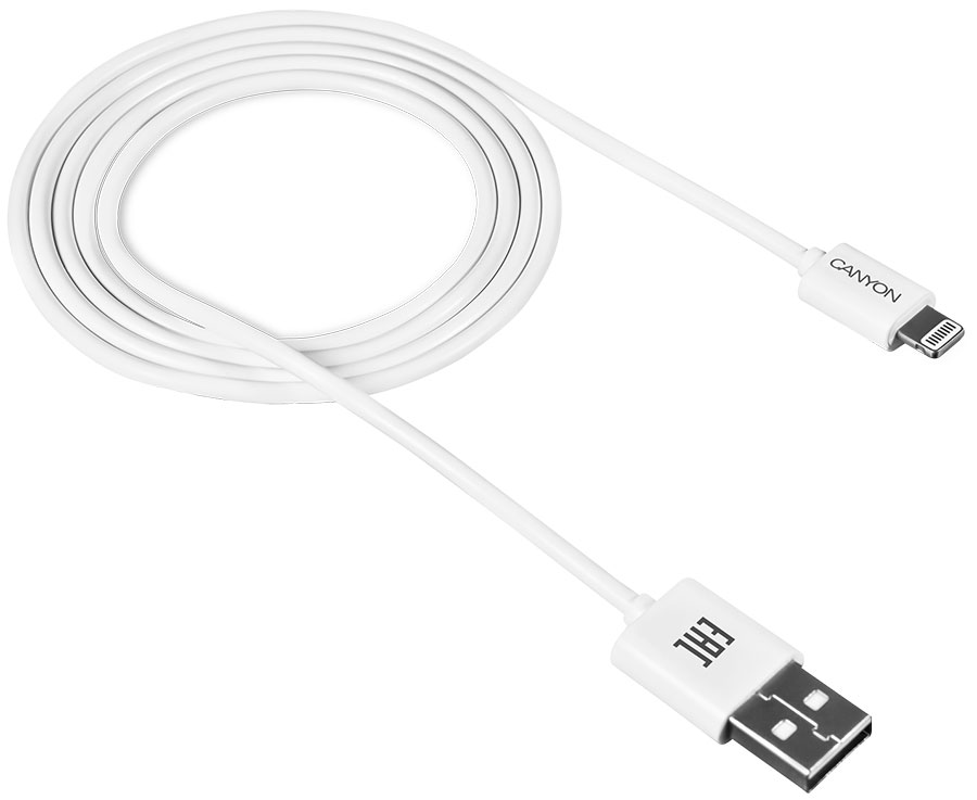 Кабель Canyon для iPad / iPhone 8-pin Lightning - USB 20 CFI-1 1м белый CNE-CFI1W кабель lightning 1м canyon cne cfi1w круглый белый