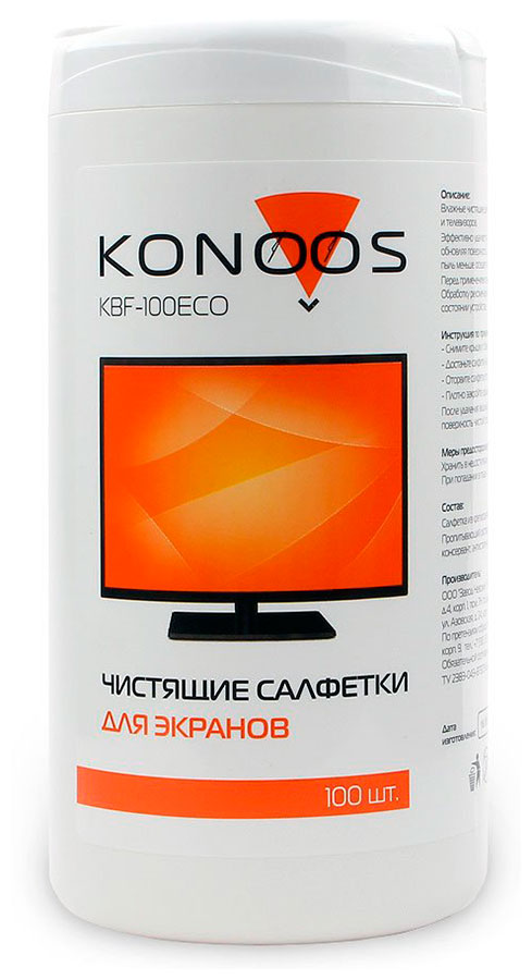 Салфетки Konoos для ЖК-экранов в банке KBF-100ECO цена и фото