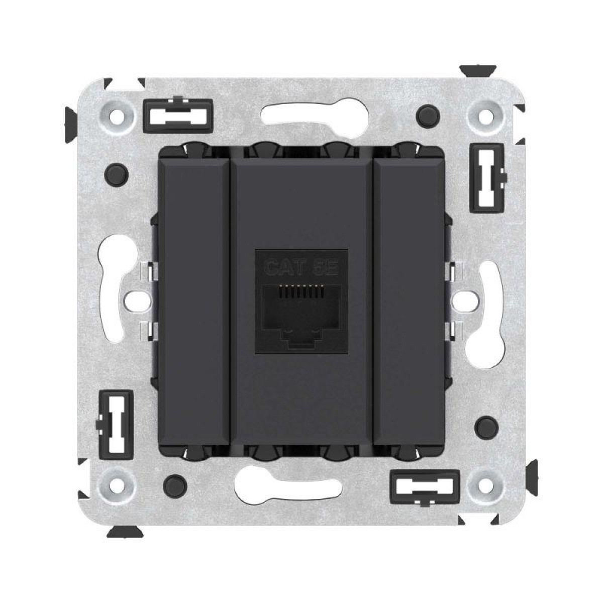 Изображение товара Рамки и основания для ЭУИ DKC Розетка компьютерная RJ45 кат5E черный матовый