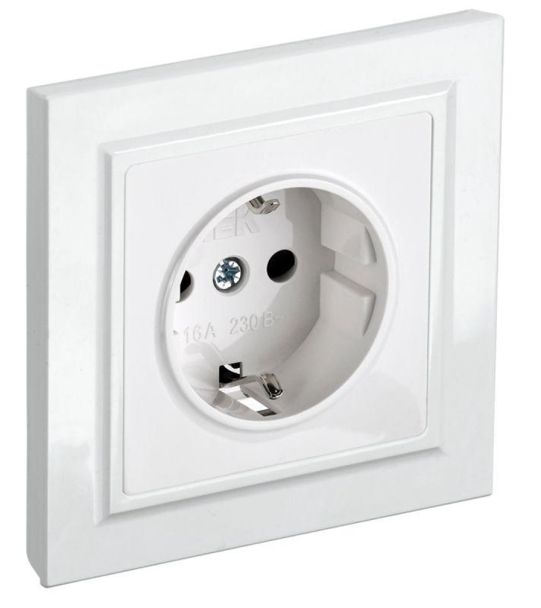 Изображение товара Розетки IEK Розетка BRITE РСР14-1-0-БрБ 16А в сборе с заземл. защ. шторки бел.