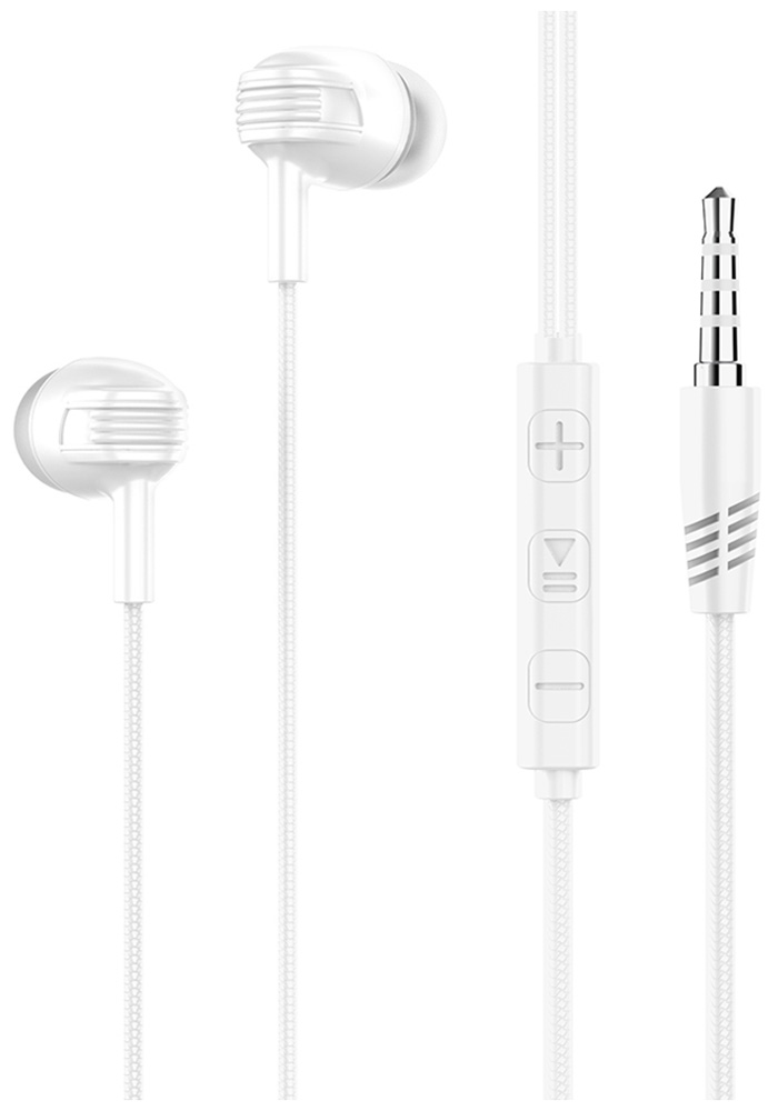 Изображение товара Наушники проводные Pero EP04 белый с микрофоном компактные стереогарнитура