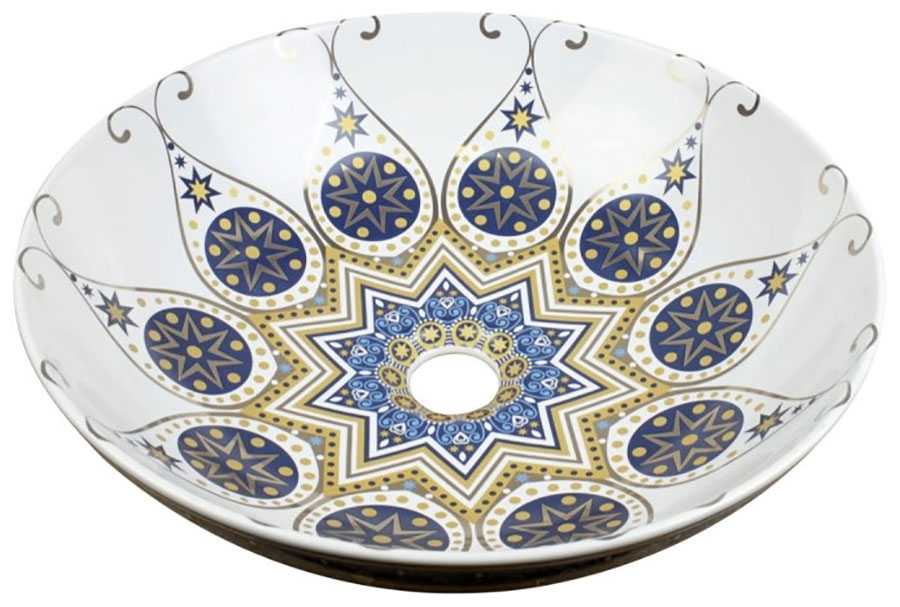 Изображение товара Раковина Bronze de Luxe Lotos, белый/синий (5008)