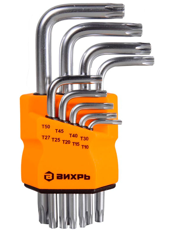 Изображение товара Набор имбусовых ключей Вихрь Torx 9 шт T10-T50 для ремонта и монтажа