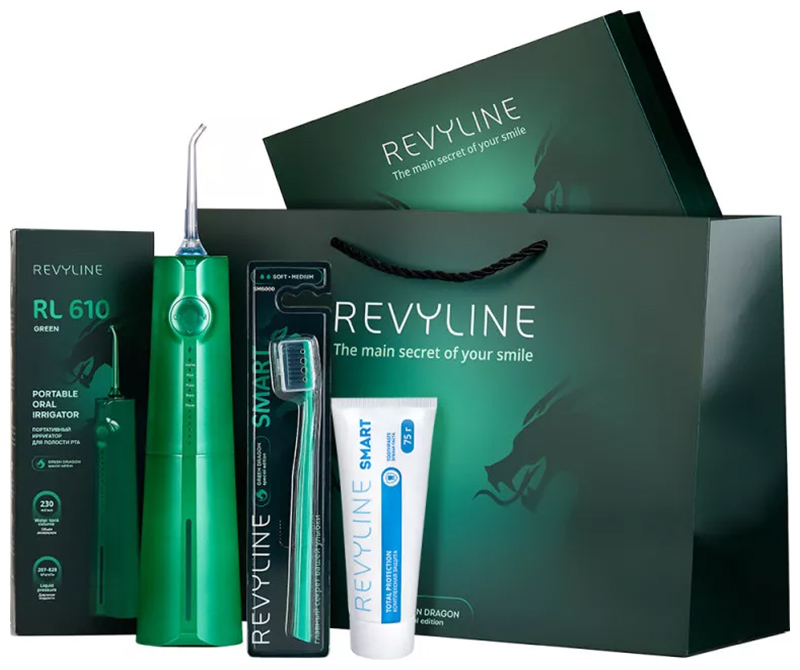 Подарочный набор Revyline Green Dragon №2 с ирригатором + зеленый пакет