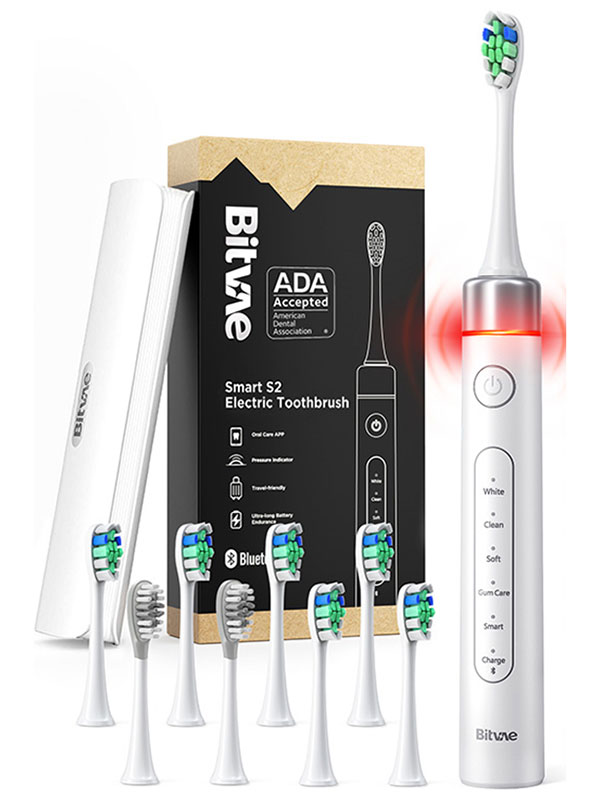 Электрическая зубная щетка Bitvae S2 Toothbrush с поддержкой приложения для смартфонов, S2 GLOBAL, белая Электрическая зубная щетка Bitvae S2 Toothbrush с поддержкой приложения для смартфонов, S2 GLOBAL, белая