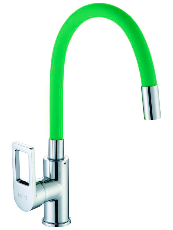 

Смеситель для кухни с гибким изливом D-Lin хром (D155308-5), Хром/зеленый