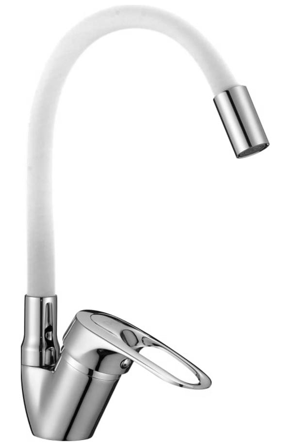 

Смеситель для кухни с гибким изливом D-Lin хром/белый (D150628-3C)