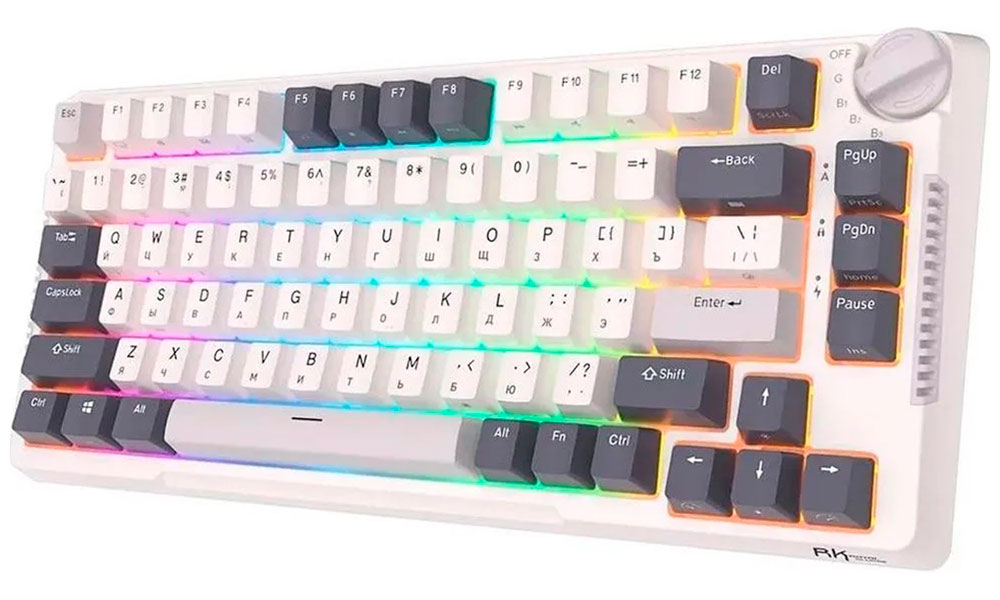 

Клавиатура механическая Royal Kludge RK-H81 White Night (switch RK Sky Cyan), Белый/серый